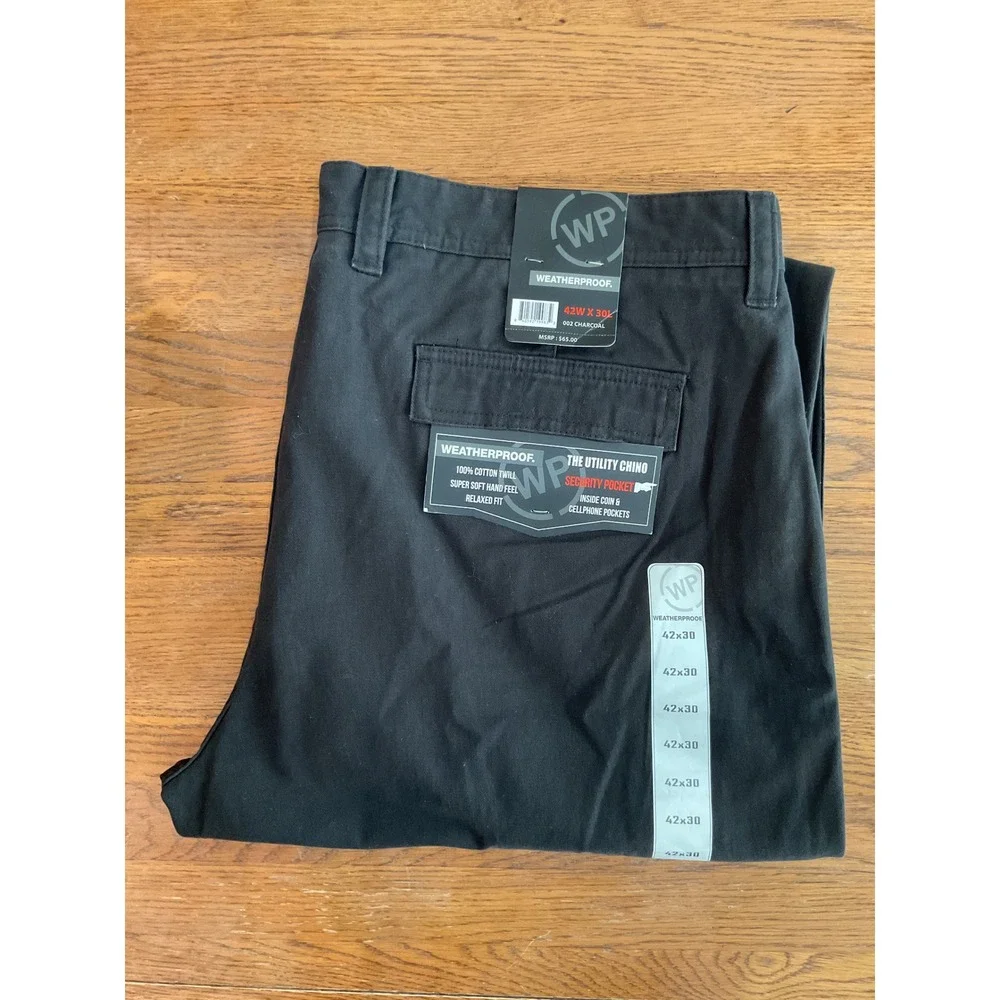 Weatherproof Mens Utility Chino Pants 002 Charcoal Gray‎ 42x30 SCWP706 New